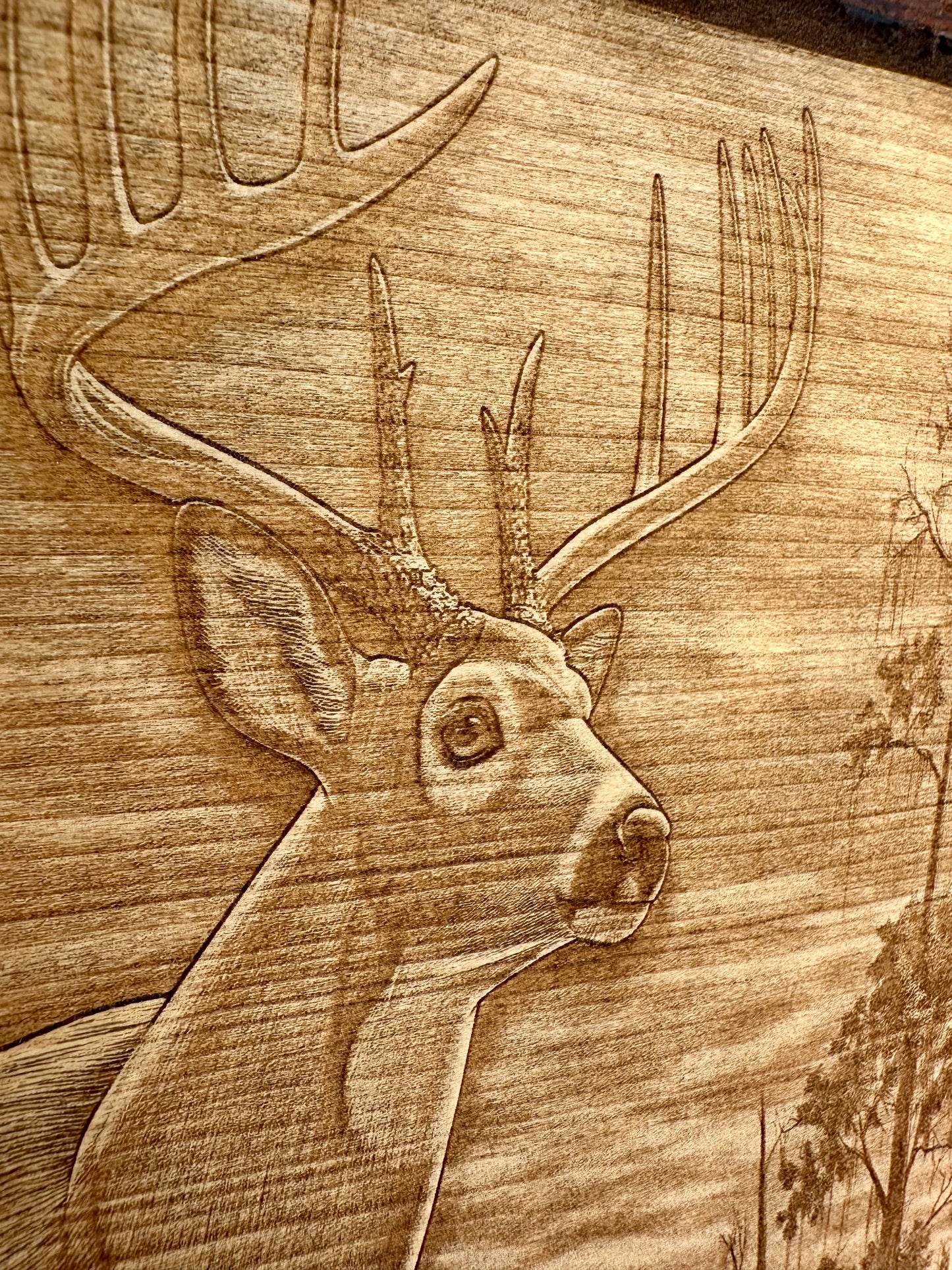 Hunter’s Prayer with Large Buck Live Edge Rectangular Plaque