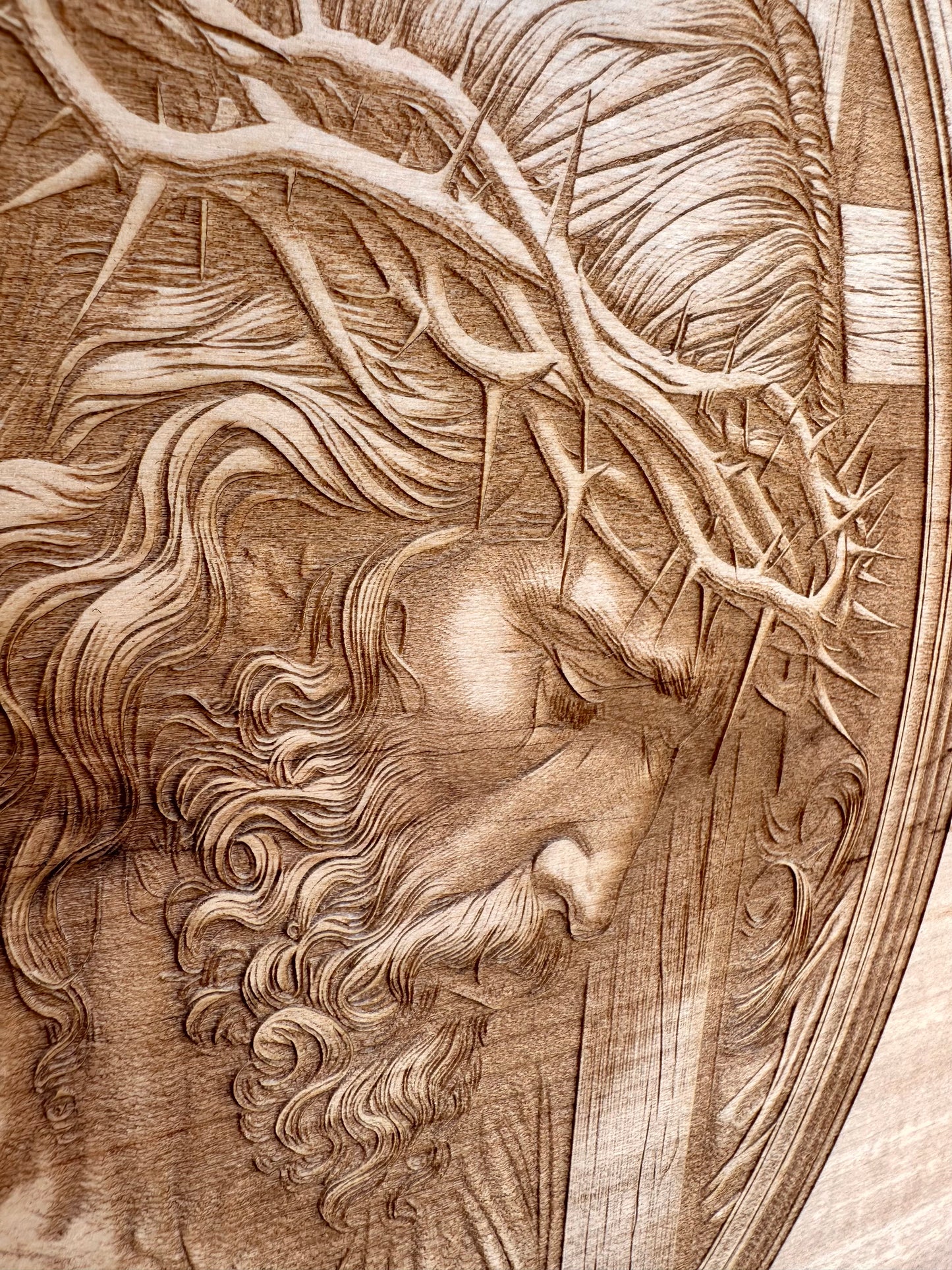 The Lord’s Prayer with Jesus in Circular Frame Live Edge Rectangular Plaque