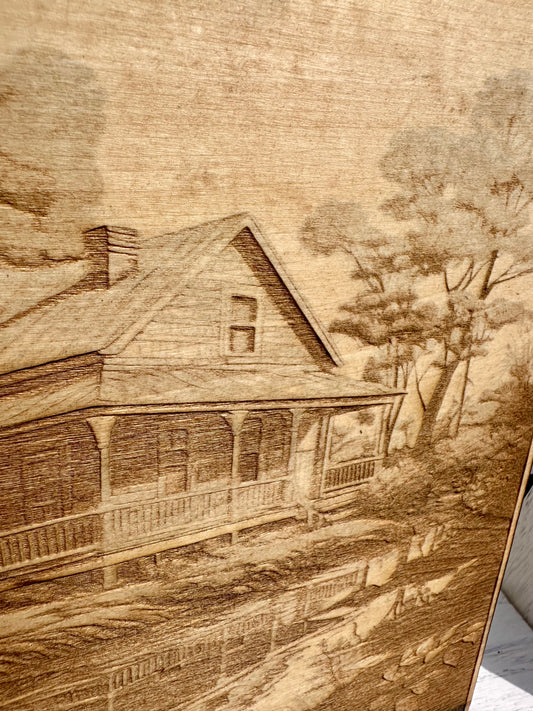 Waterfront Wrap Around Porch House Live Edge Rectangular Plaque