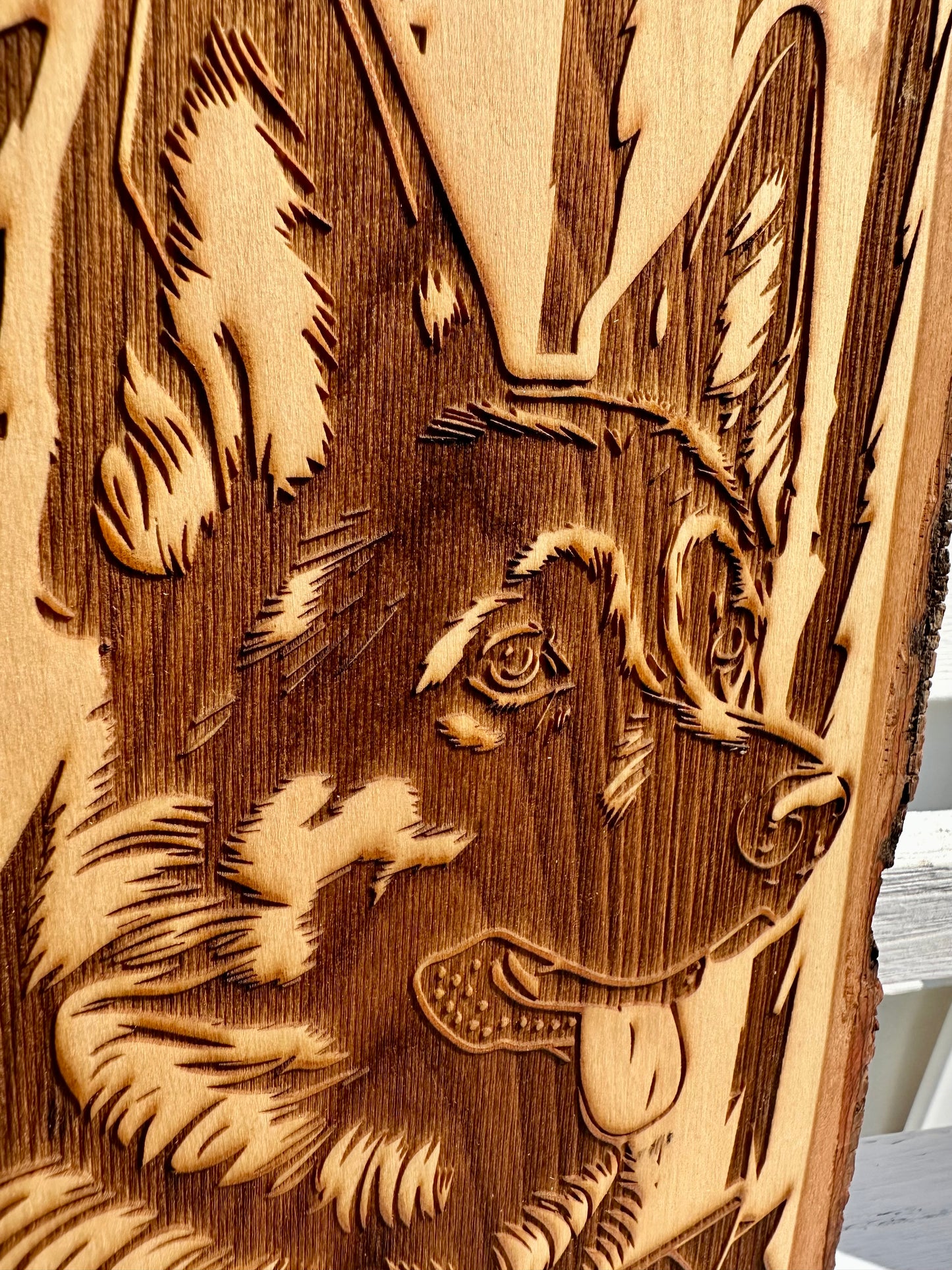 Police Canine with Flag Live Edge Rectangular Plaque