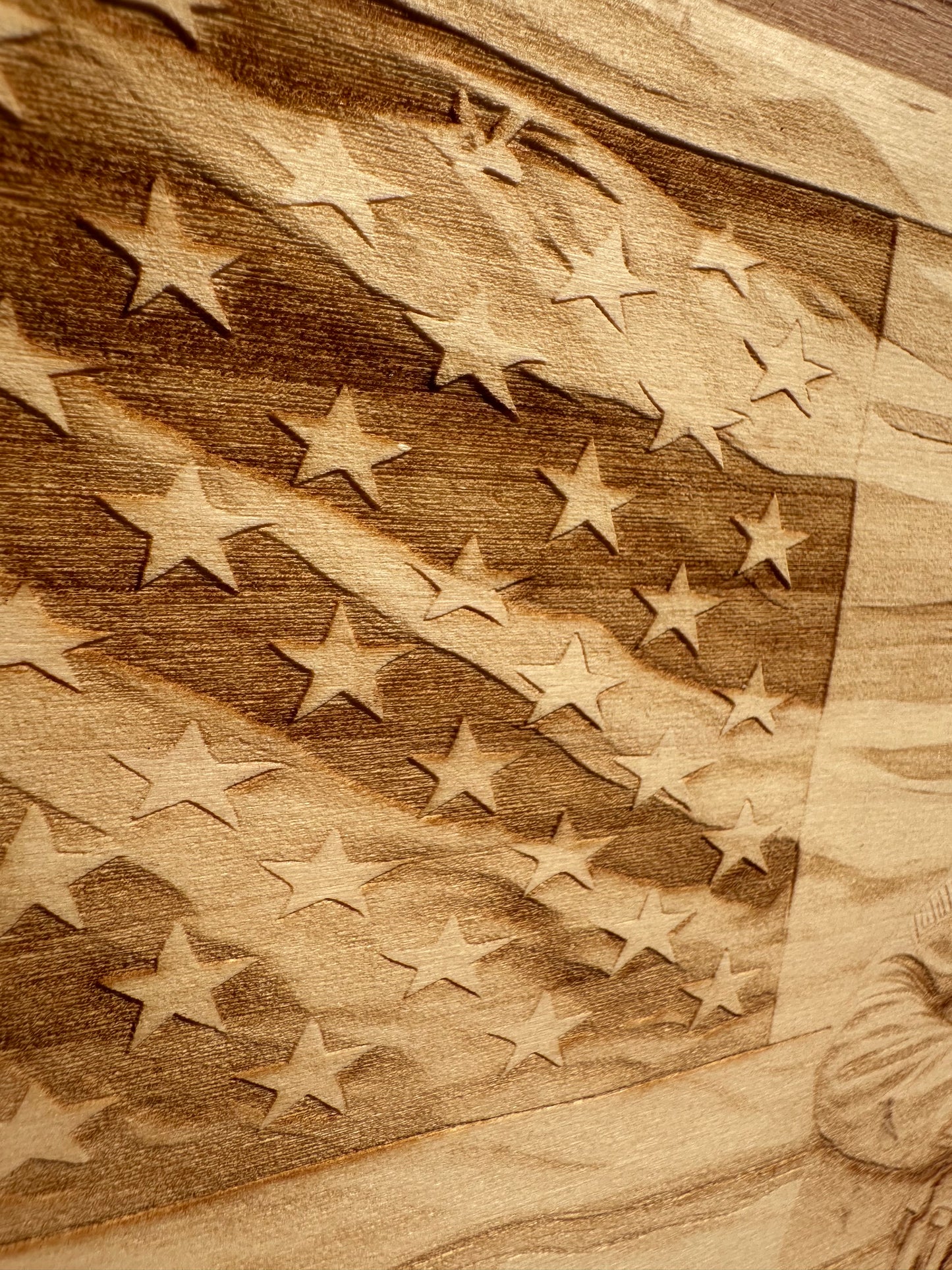 Military Soldier with Flag Background Live Edge Rectangular Plaque