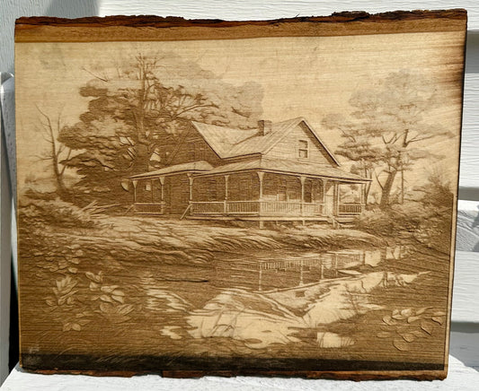 Waterfront Wrap Around Porch House Live Edge Rectangular Plaque