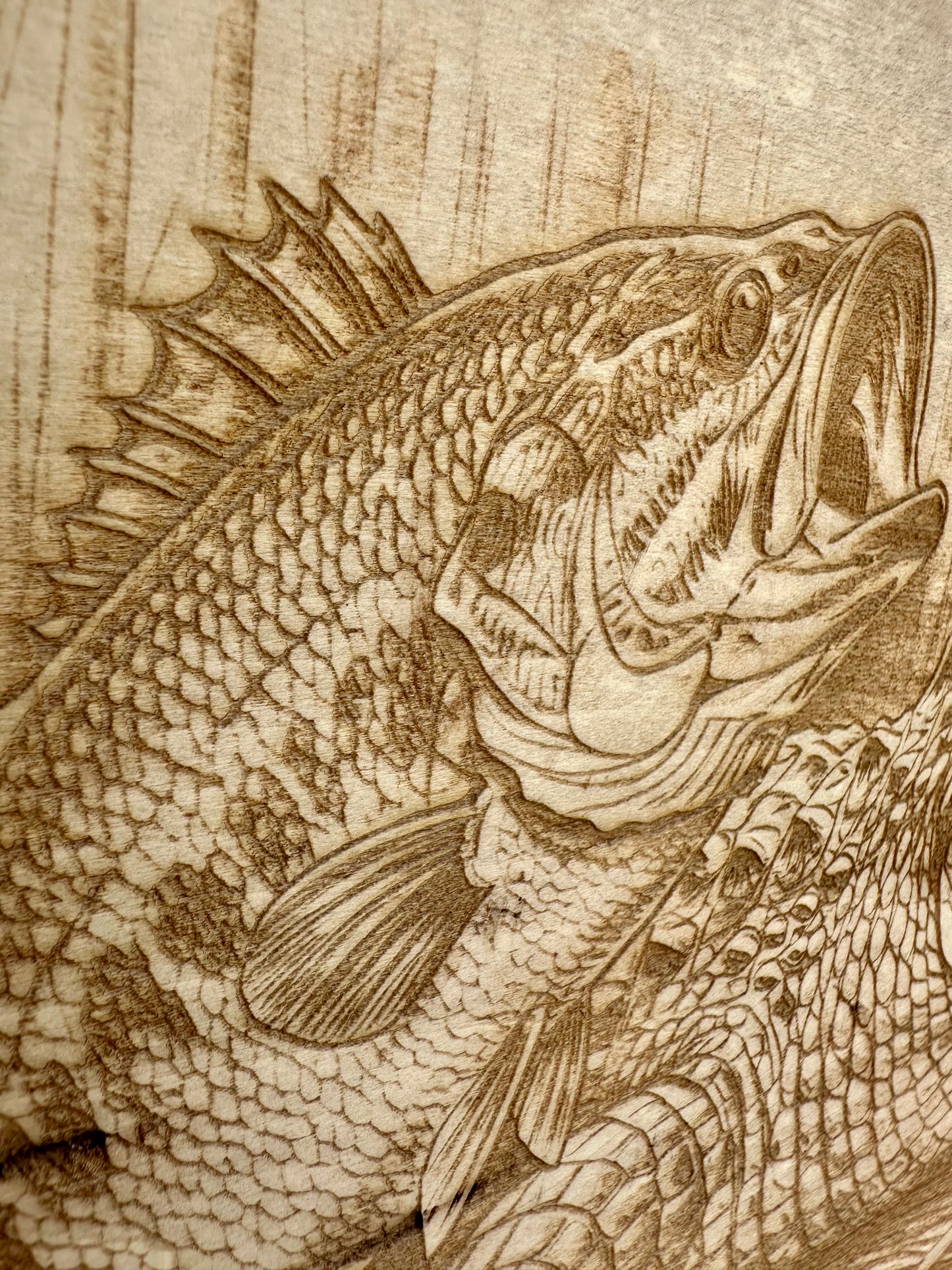 Alligator and Bass Live Edge Rectangular Plaque