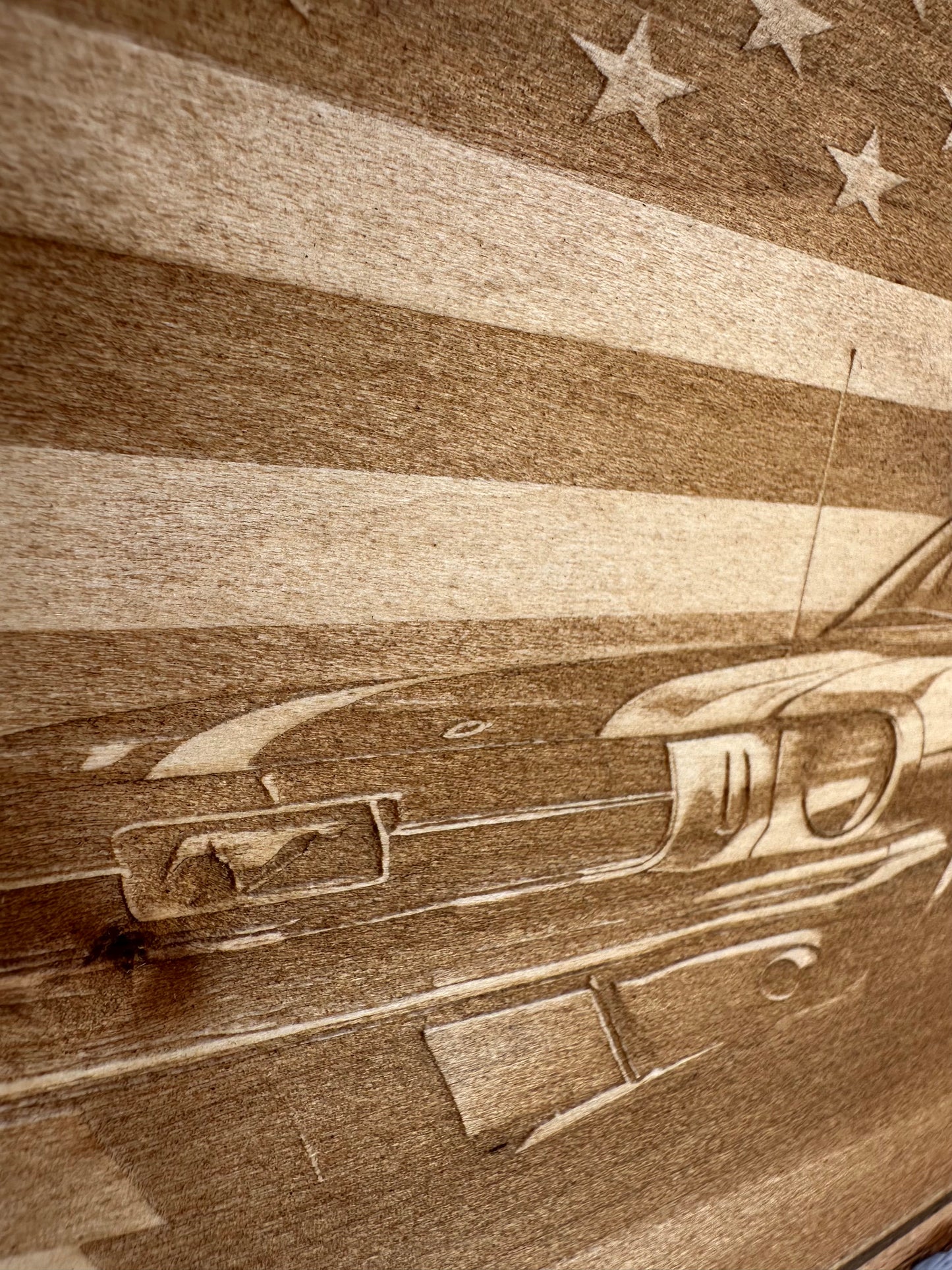 Mustang Car Live Edge Rectangular Plaque