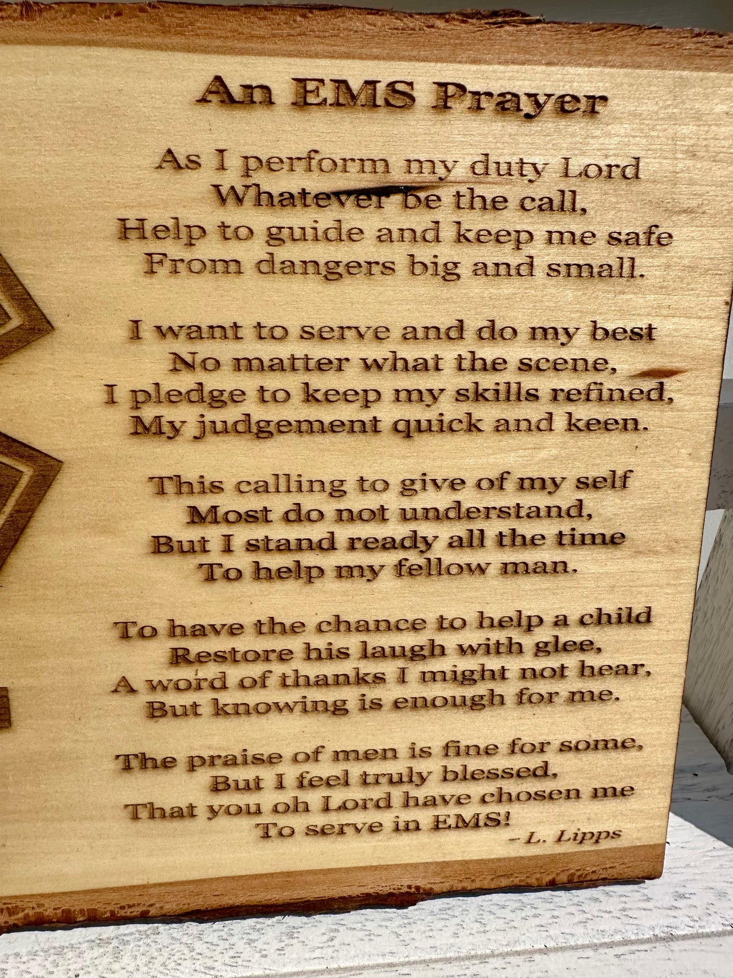 EMS Prayer Live Edge Rectangular Plaque