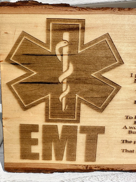 EMS Prayer Live Edge Rectangular Plaque