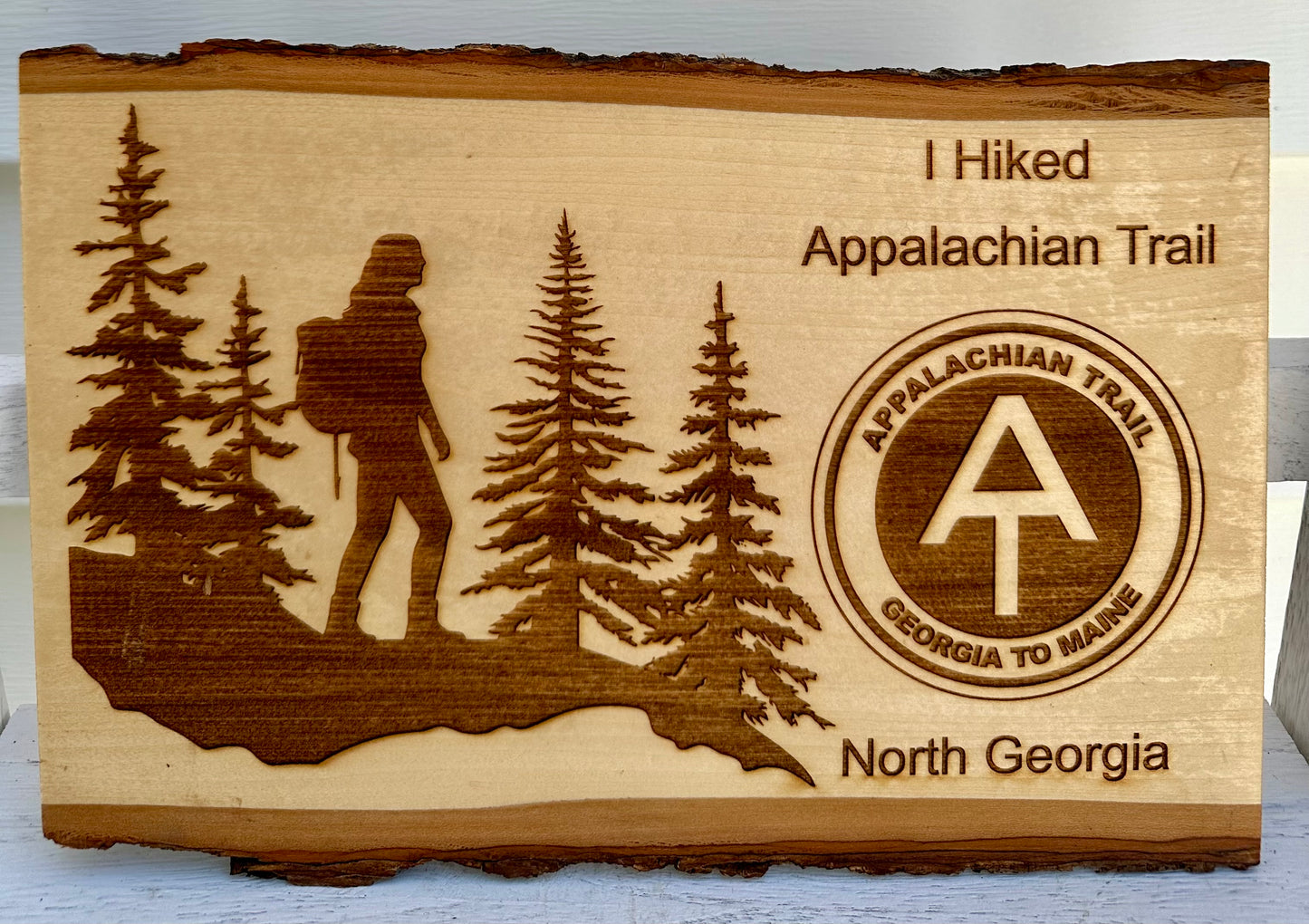 Appalachian Female Trail Hike Live Edge Rectangular Plaque