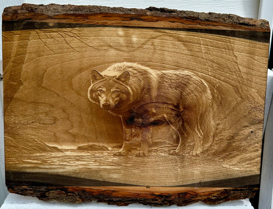 Wolf Stare Live Edge Rectangular Plaque