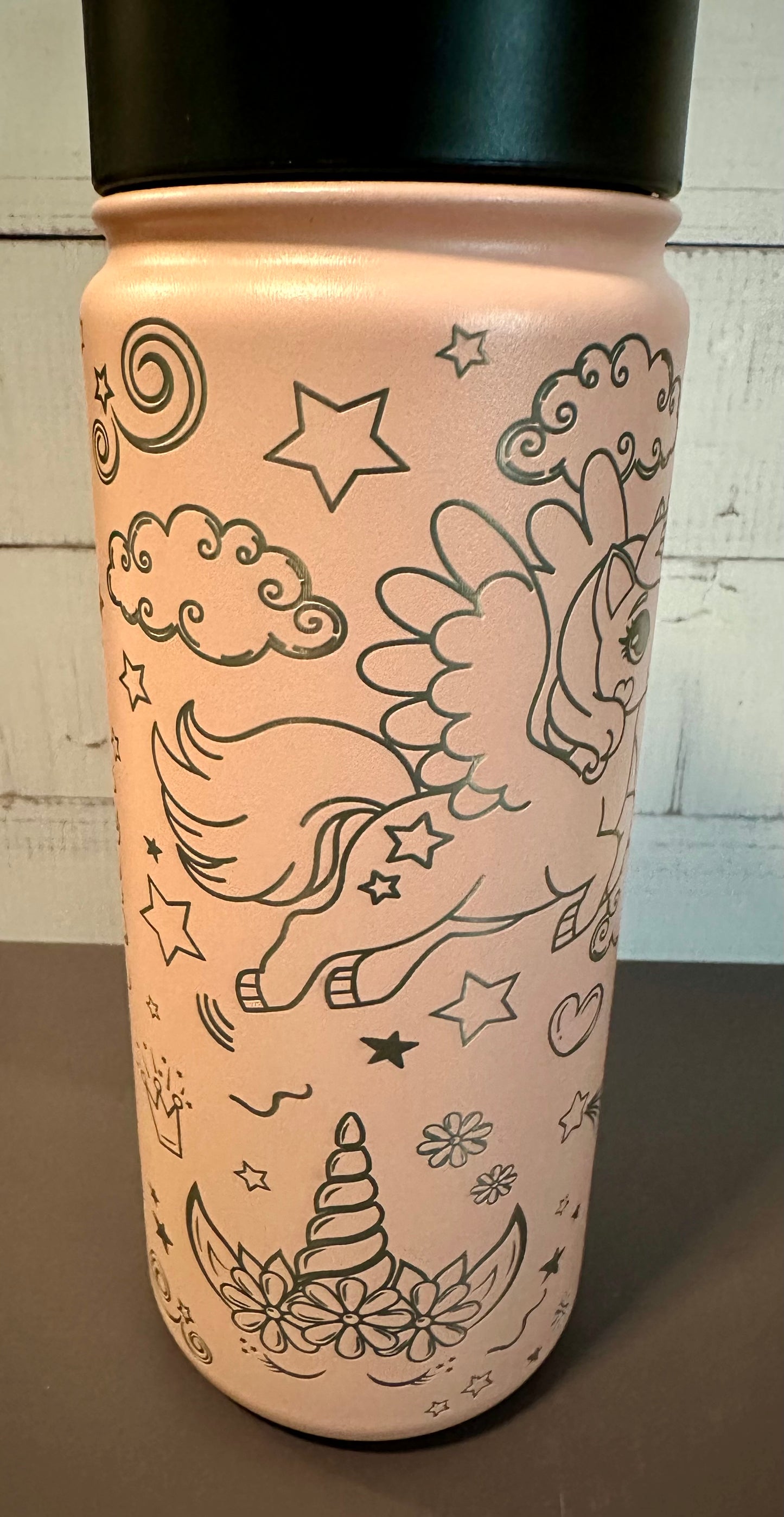 16oz. Insulated Water Bottle with Straw Lid - Pink, Unicorns