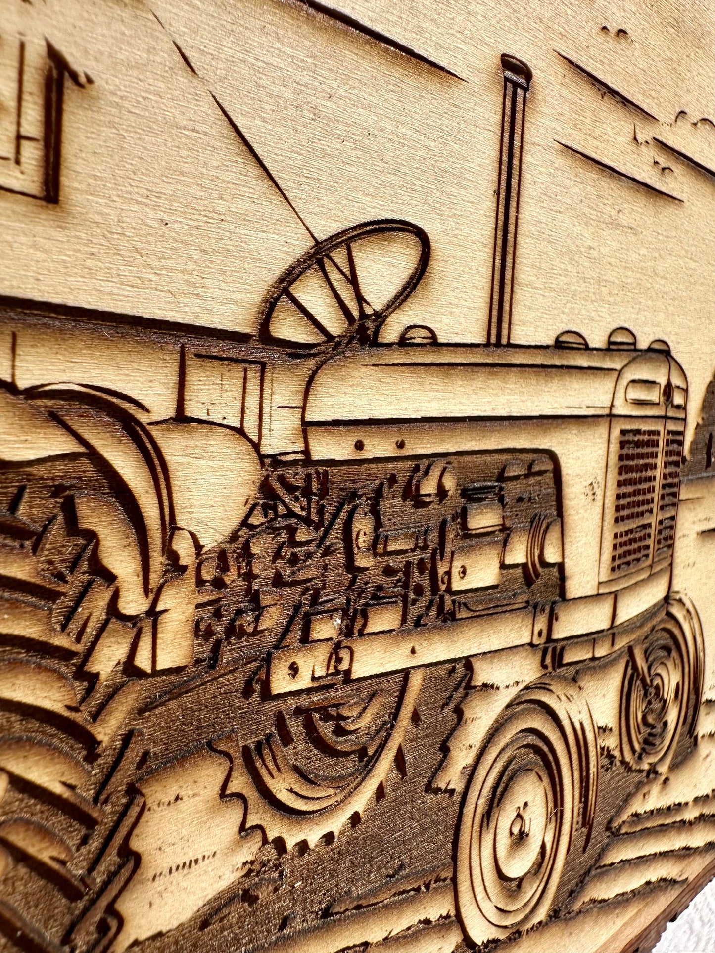 Barn and Tractor Live Edge Rectangular Plaque