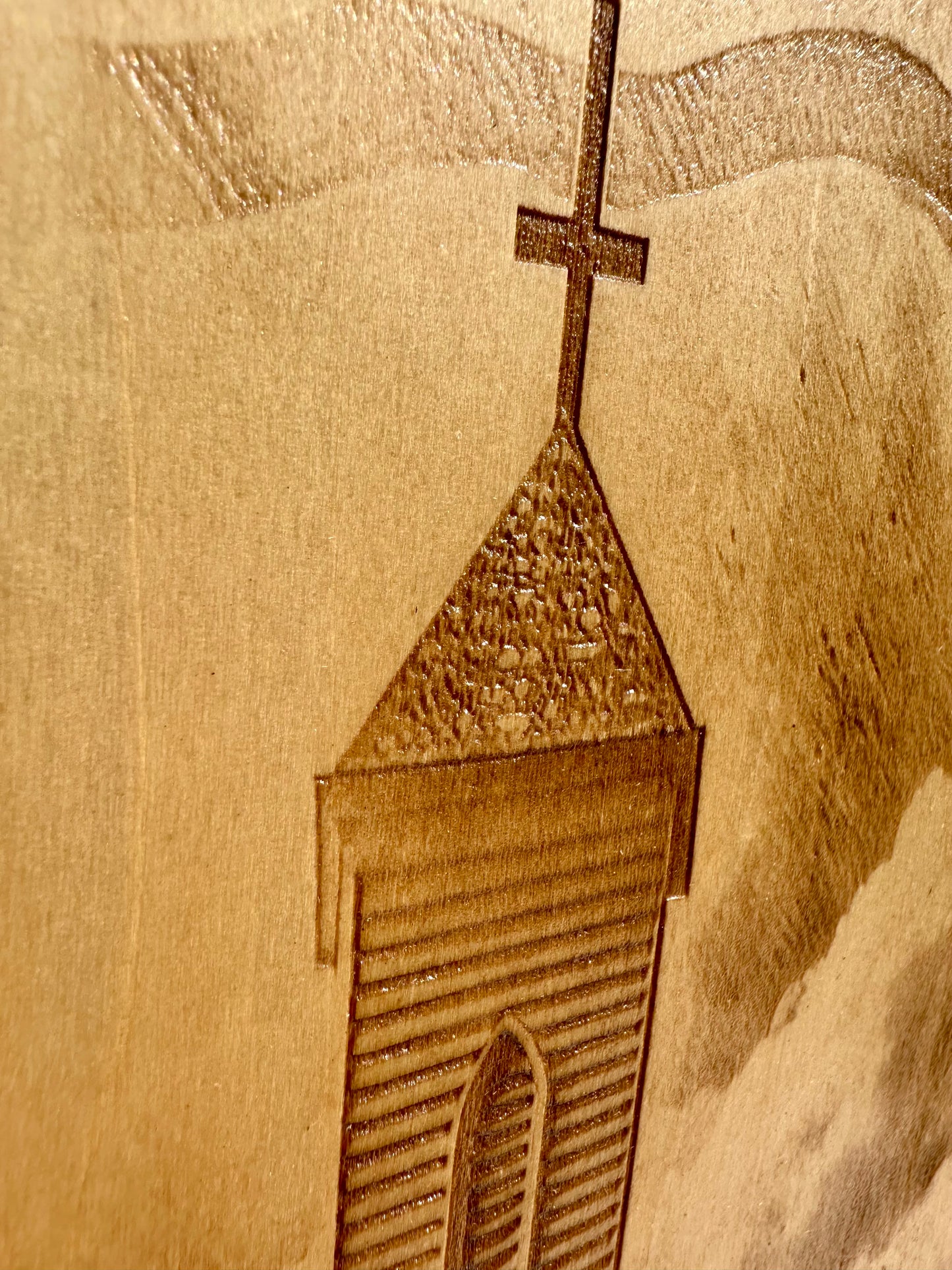 Church with Flag Live Edge Rectangular Plaque