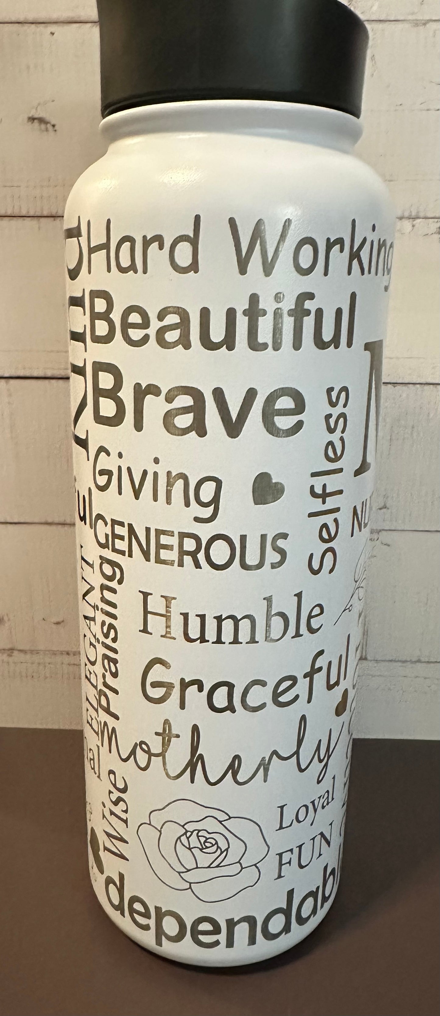 40oz. Insulated Water Bottle with Collapsible Straw Lid - White, Mom Collage