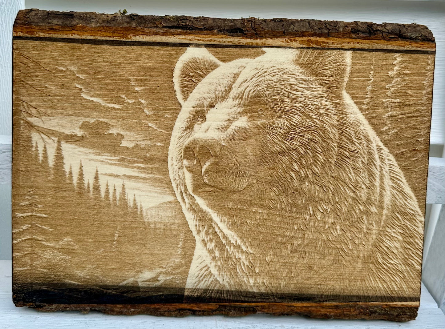 Wilderness Bear Close Up Live Edge Rectangular Plaque