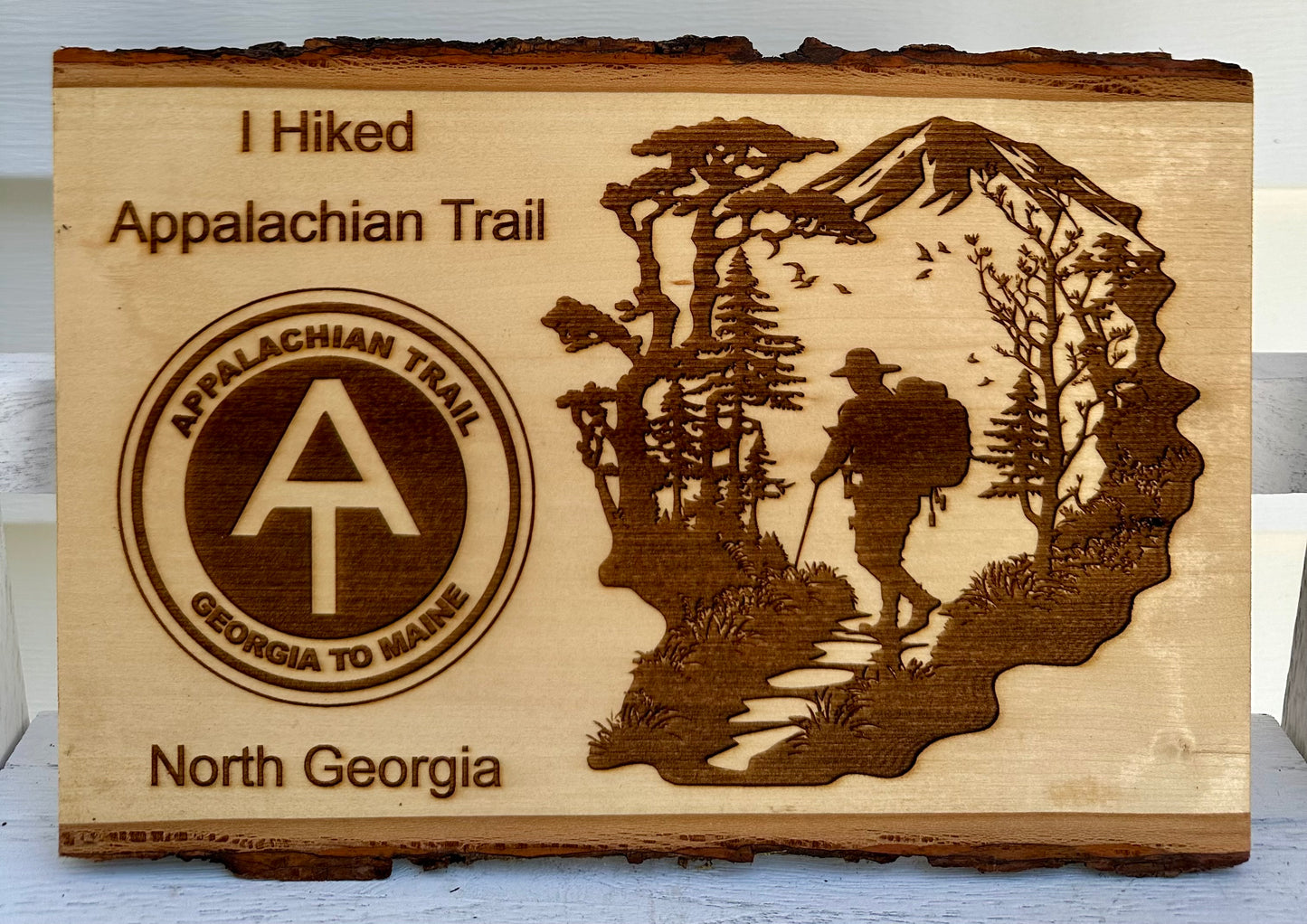 Appalachian Male Trail Hike Live Edge Rectangular Plaque