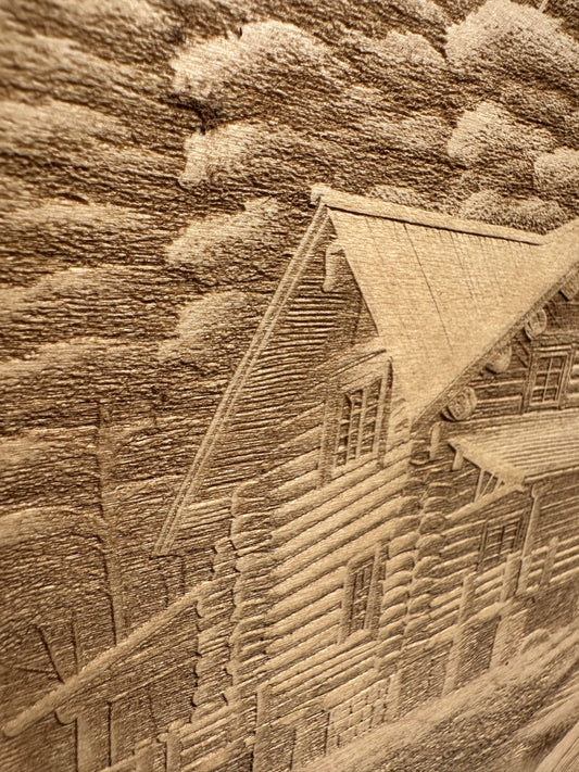 Creekside Log Cabin Live Edge Rectangular Plaque