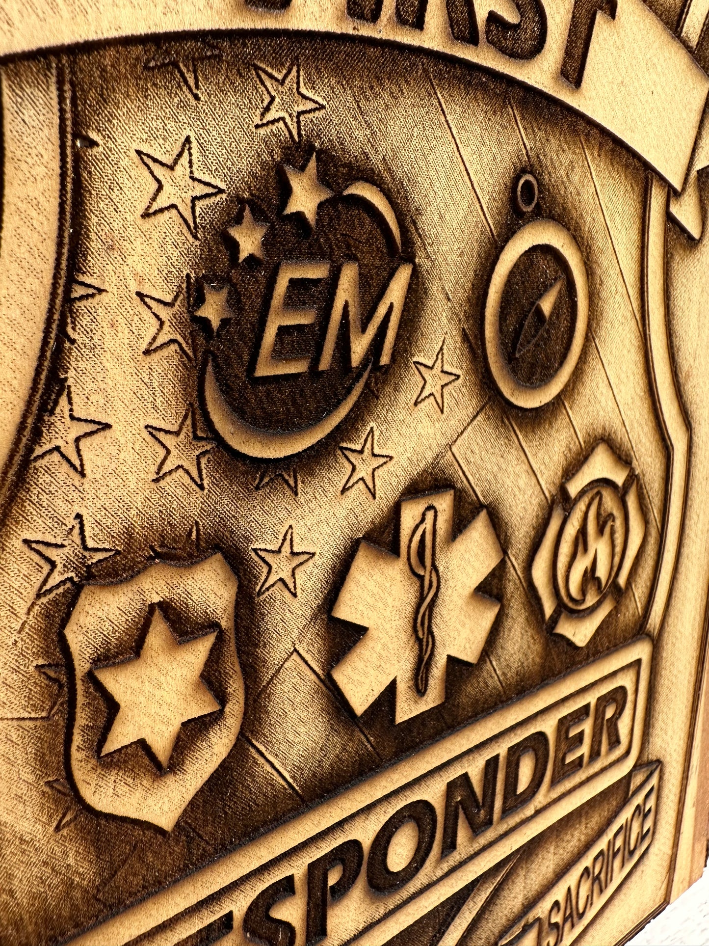 Thank You First Responders Live Edge Rectangular Plaque