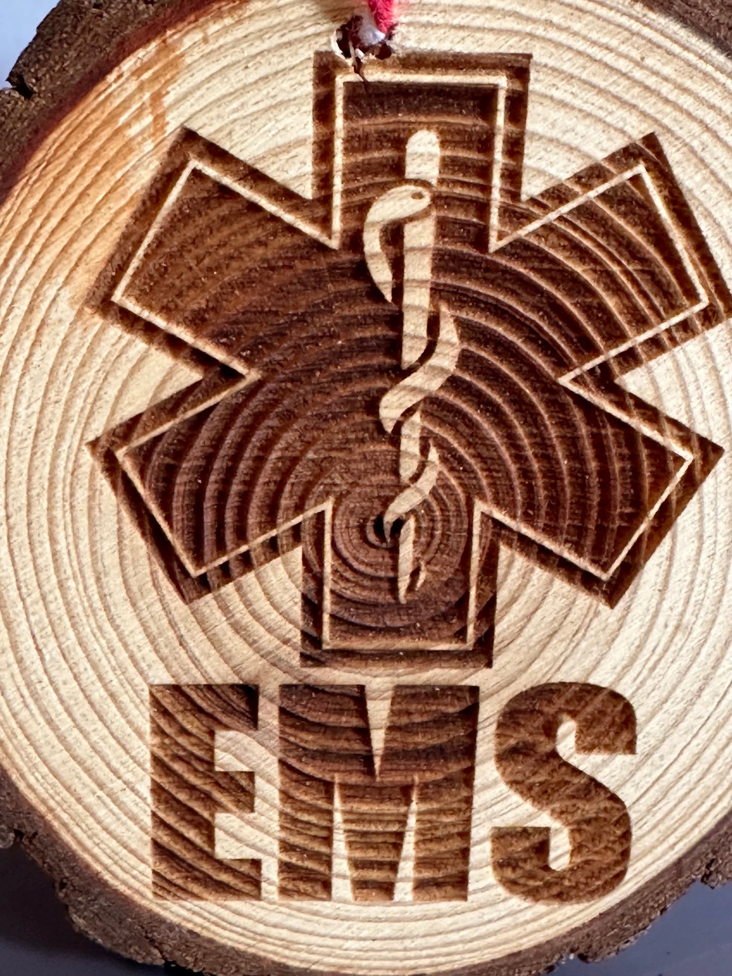 Engraved Live Edge Wooden Round Ornament - EMS