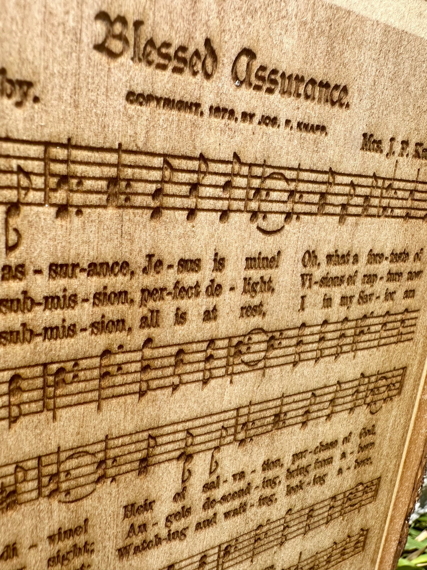 Blessed Assurance Music Sheet Live Edge Rectangular Plaque