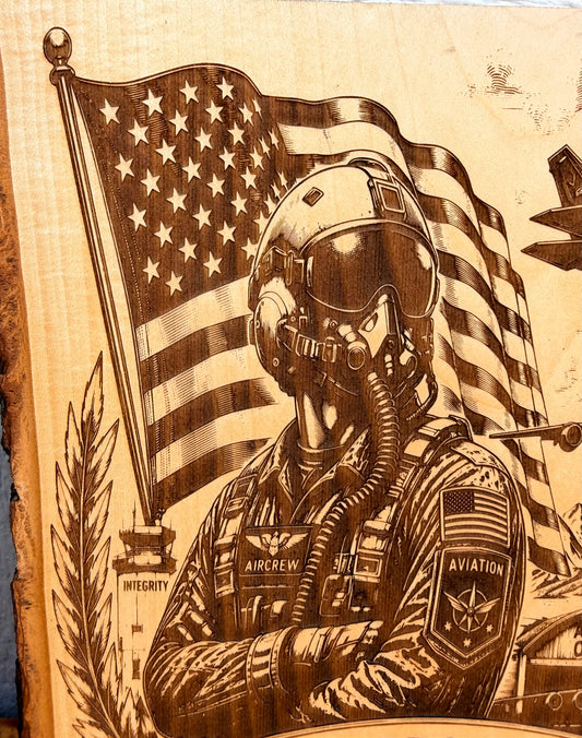 Plaque Live Edge Rectangular - Pilot Tribute