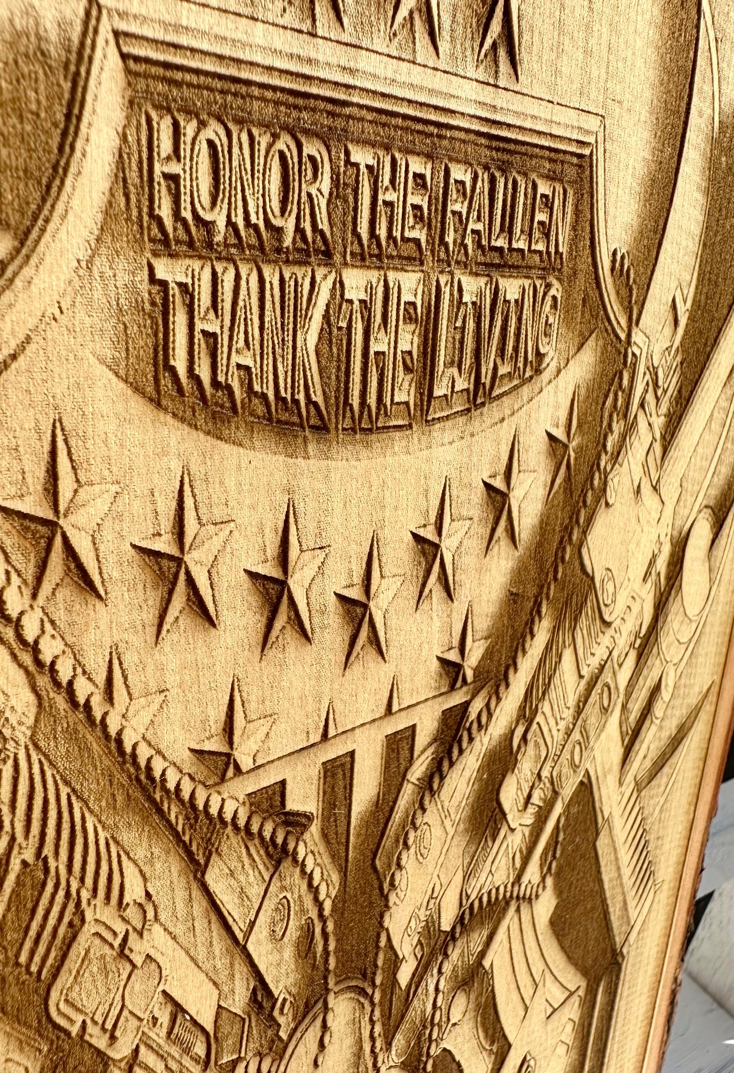 Military Honor the Fallen, Thank the Living Live Edge Rectangular Plaque