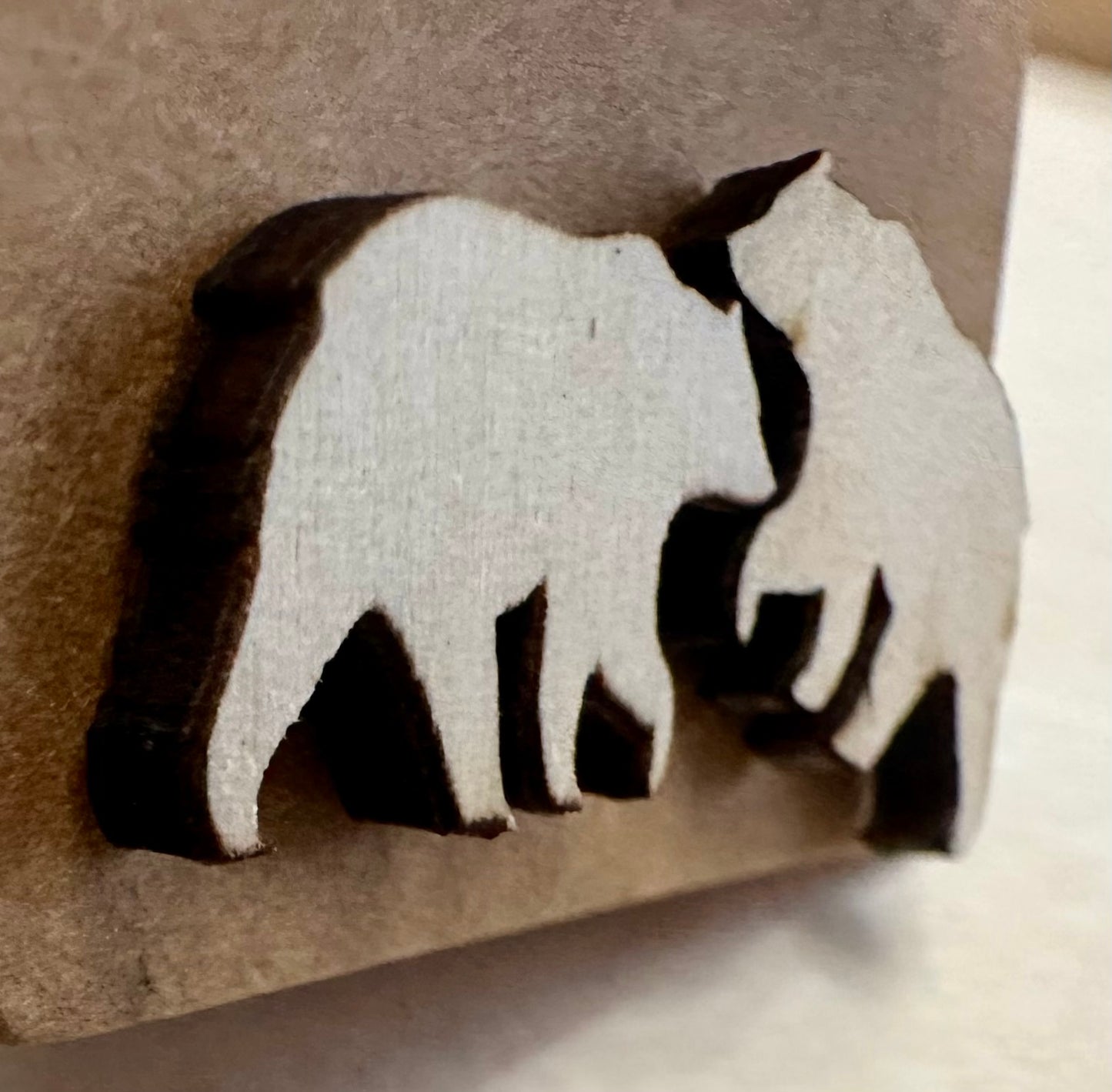 Wooden Engraved Earrings - Bears