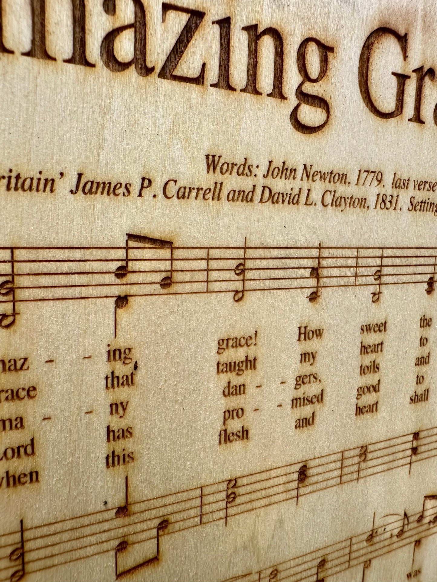 Amazing Grace Music Sheet Live Edge Rectangular Plaque