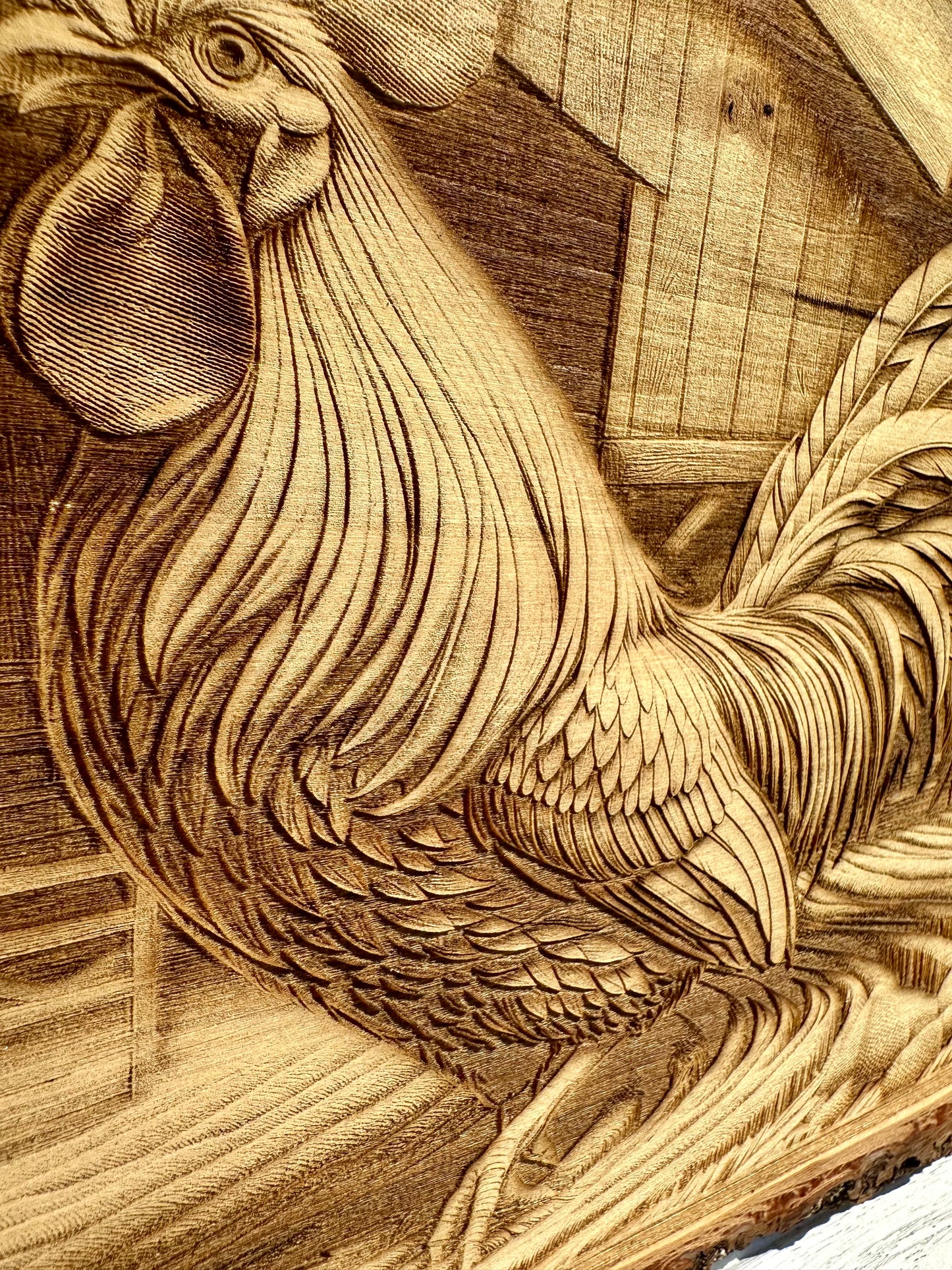 Rooster Live Edge Rectangular Plaque