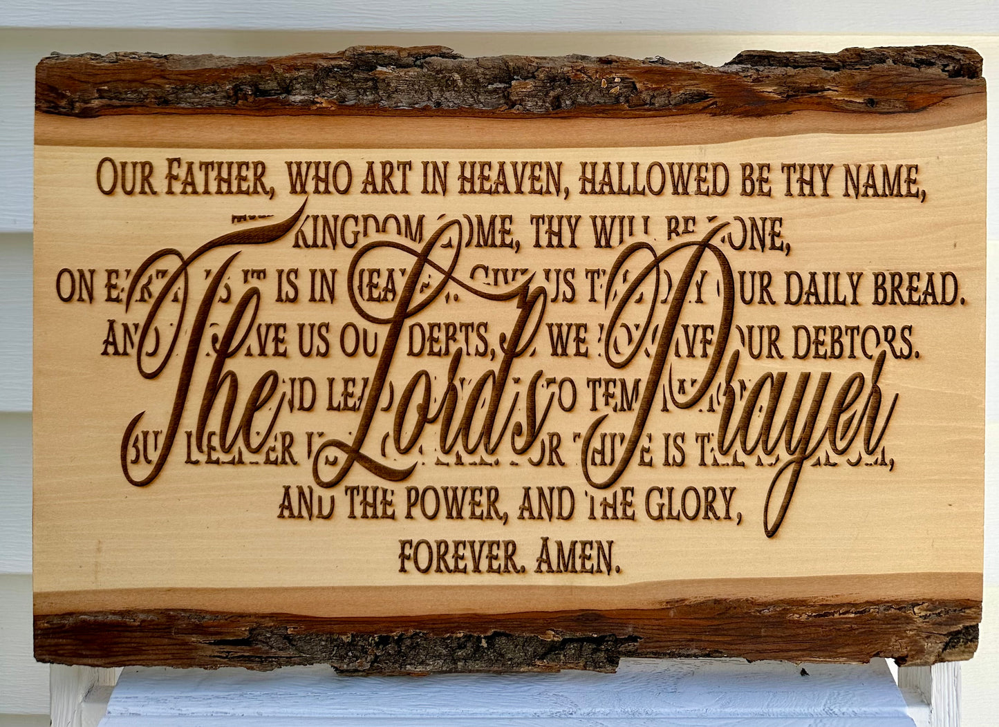 The Lord’s Prayer Inlay Title Live Edge Rectangular Plaque