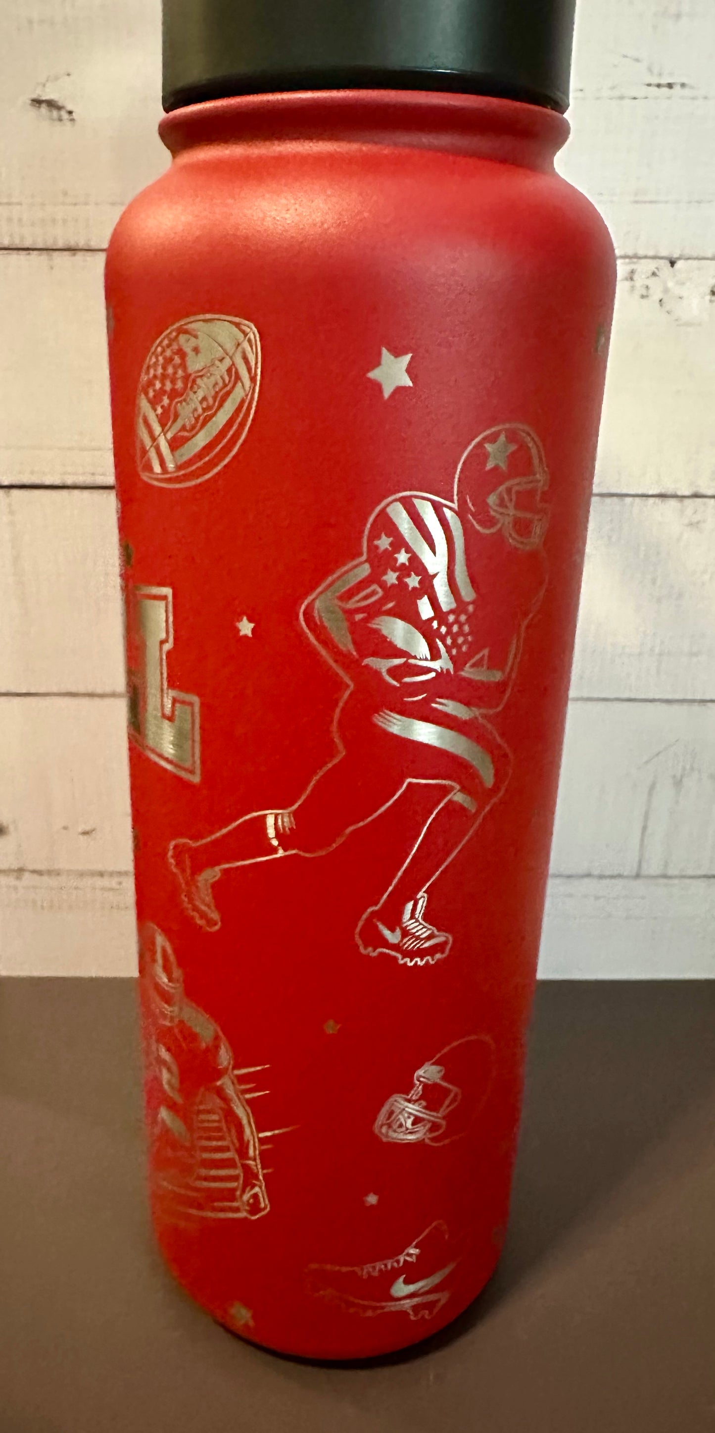 40oz. Insulated Water Bottle with Collapsible Straw Lid - Red, Football Mom