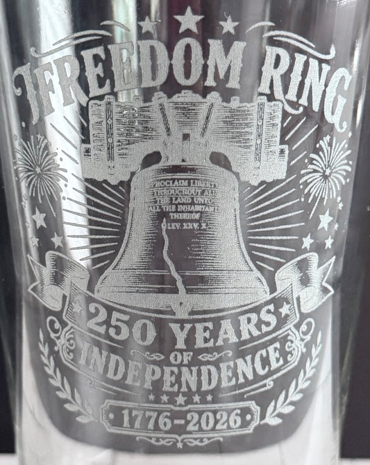 16oz Pint Glass Engraved - Freedom Ring