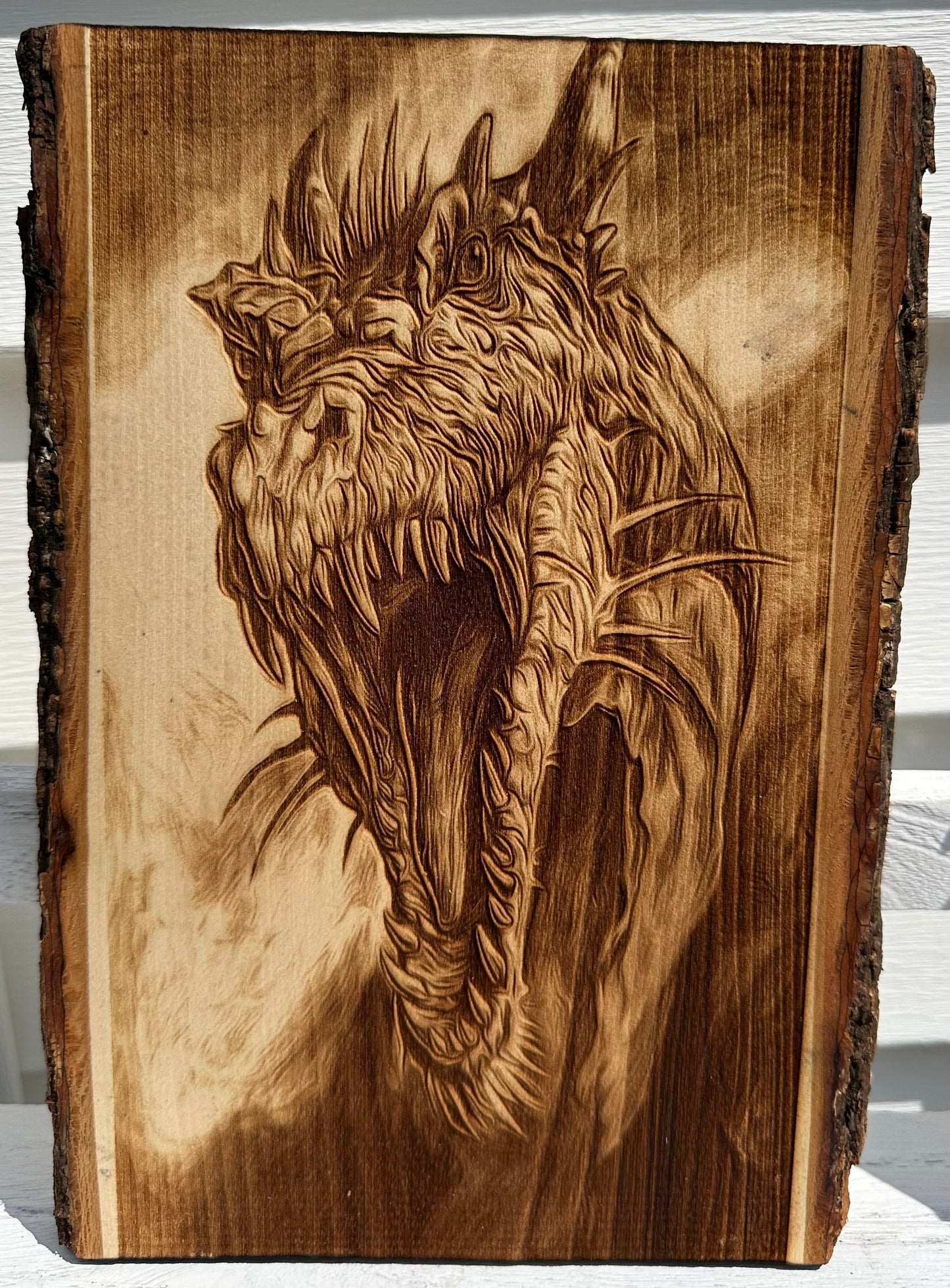 Roaring Dragon Live Edge Rectangular Plaque