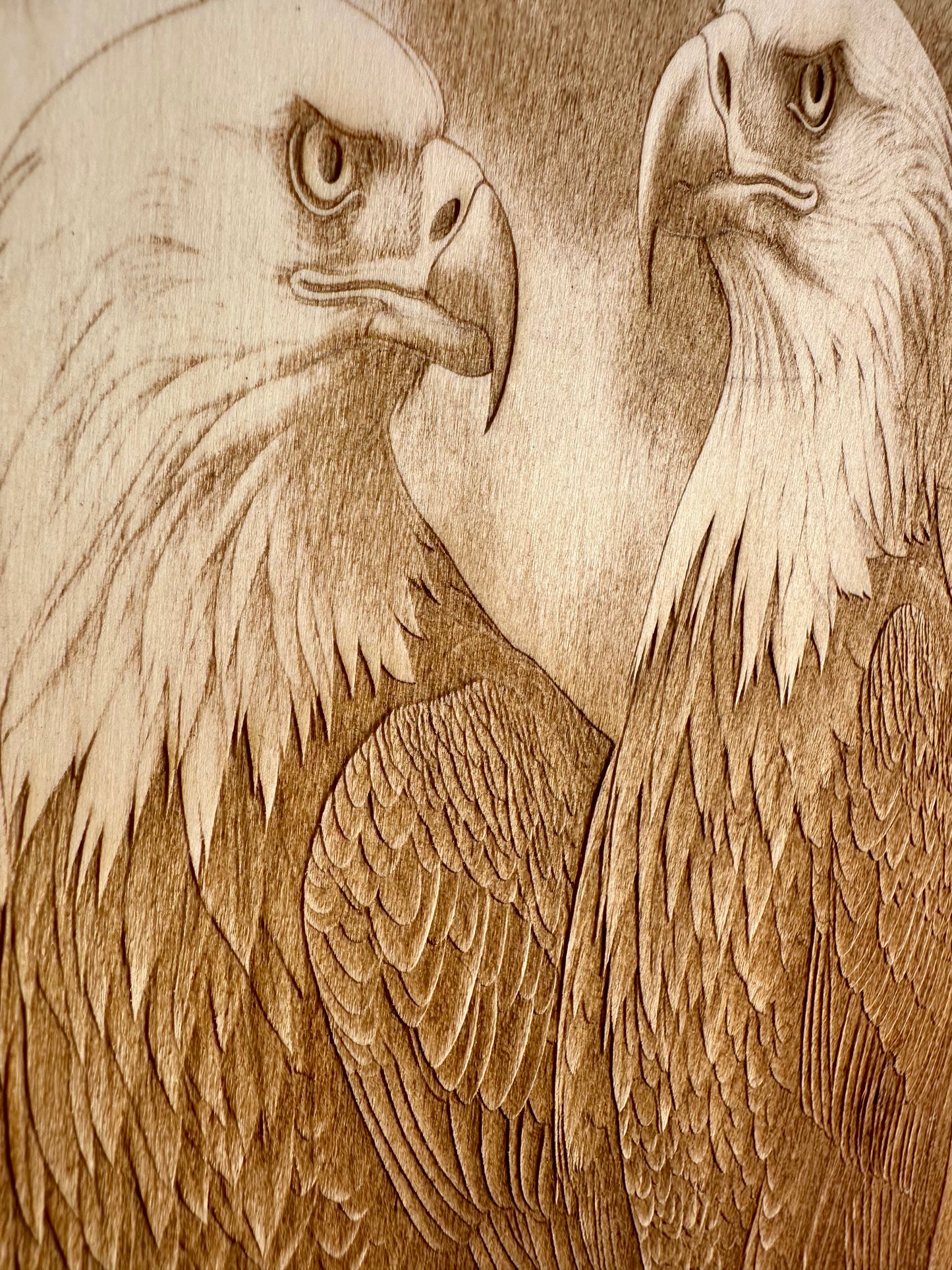 Two Perched Eagles Live Edge Rectangular Plaque