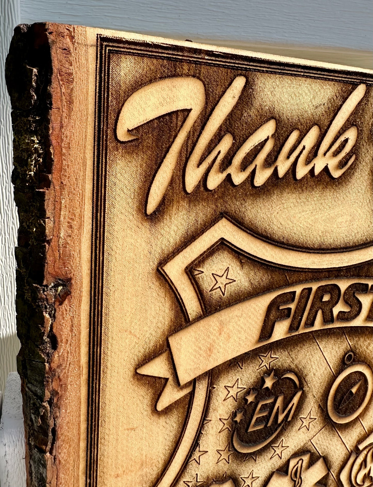 Thank You First Responders Live Edge Rectangular Plaque