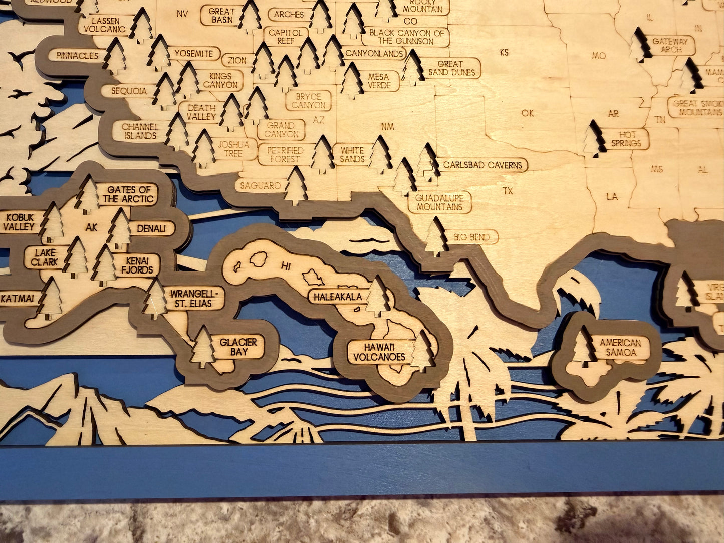 3D National Park Map Visit Tracker - Blue Landscapes
