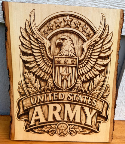 Plaque Live Edge Rectangular - Army