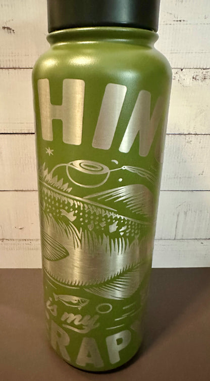 40oz. Insulated Water Bottle with Collapsible Straw Lid - Green, Faith Collage