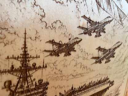 Plaque Live Edge Rectangular - Carrier with Eagle and Flag
