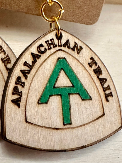 Wooden Engraved Dangle Earrings - Appalachian Trail