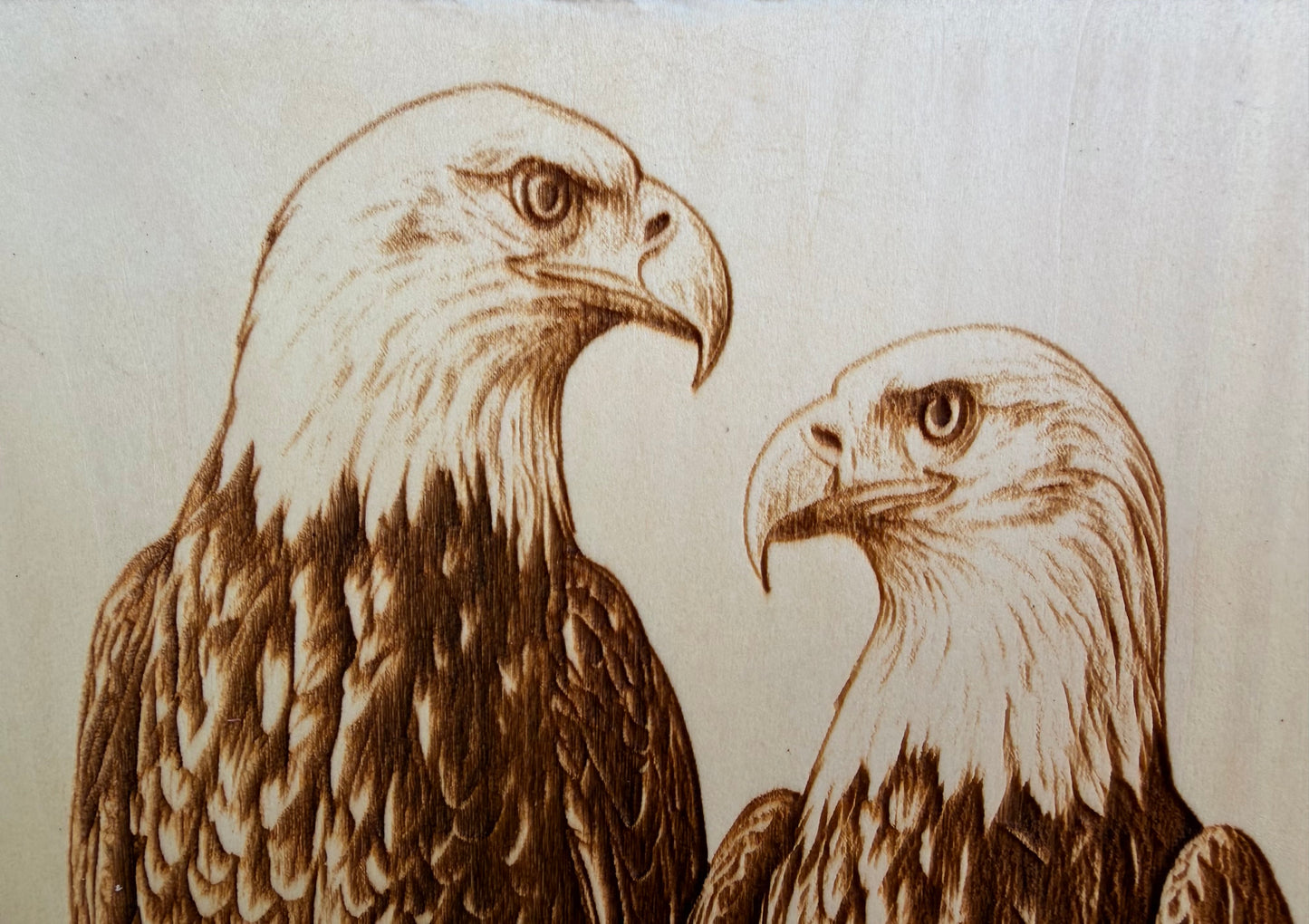 Plaque Live Edge Rectangular - Two Eagles Perched