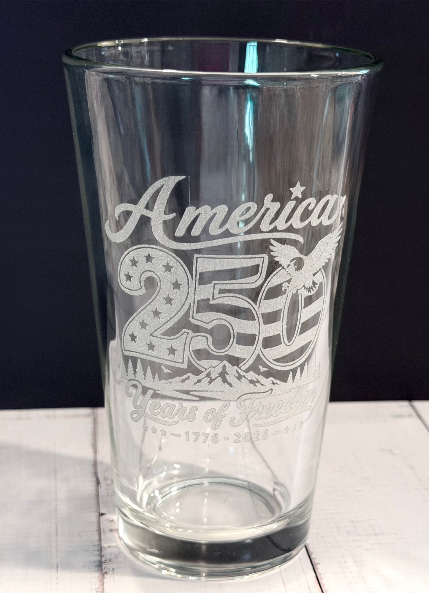 16oz Pint Glass Engraved - America 250