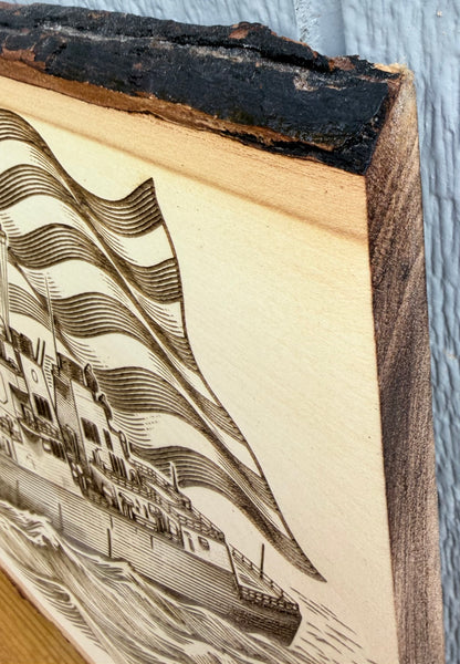 Plaque Live Edge Rectangular - Destroyer with Flag