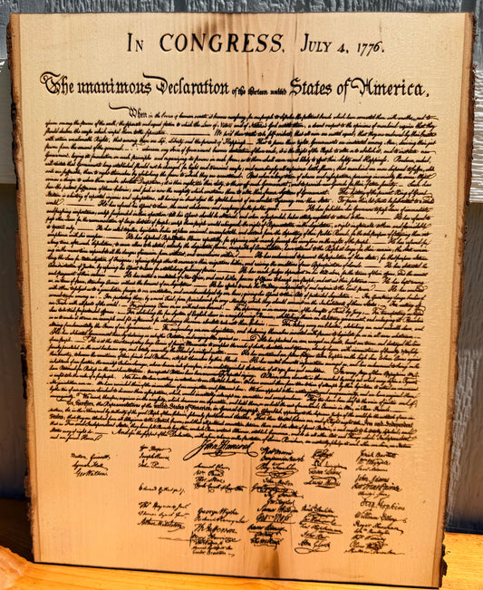Plaque Live Edge Rectangular - The Declaration of Independence