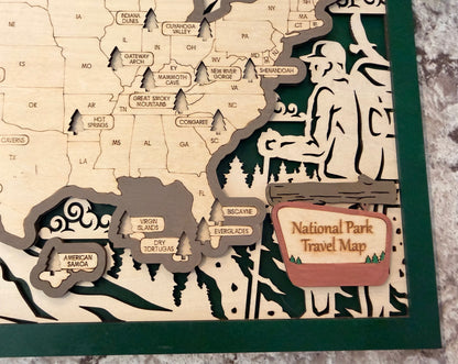3D National Park Map Visit Tracker - Green Outdoor Activities
