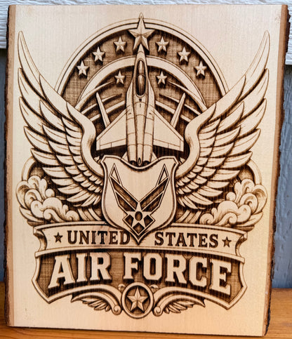 Plaque Live Edge Rectangular - Air Force