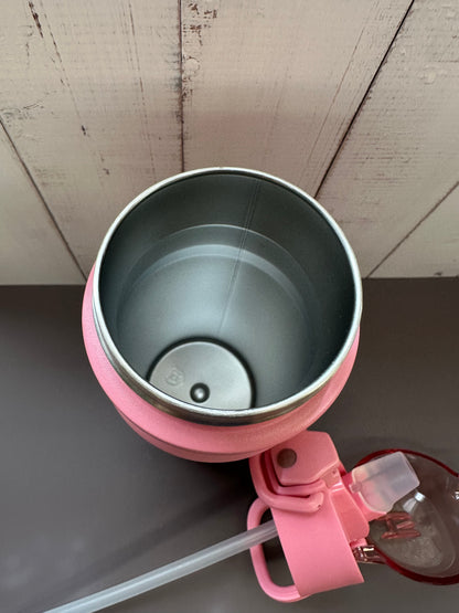 16oz. Insulated Water Bottle with Straw Lid and Built in Lid Handle - Pink with Unicorns