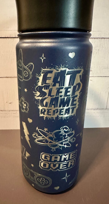 16oz. Insulated Water Bottle with Straw Lid - Navy, Video Gaming