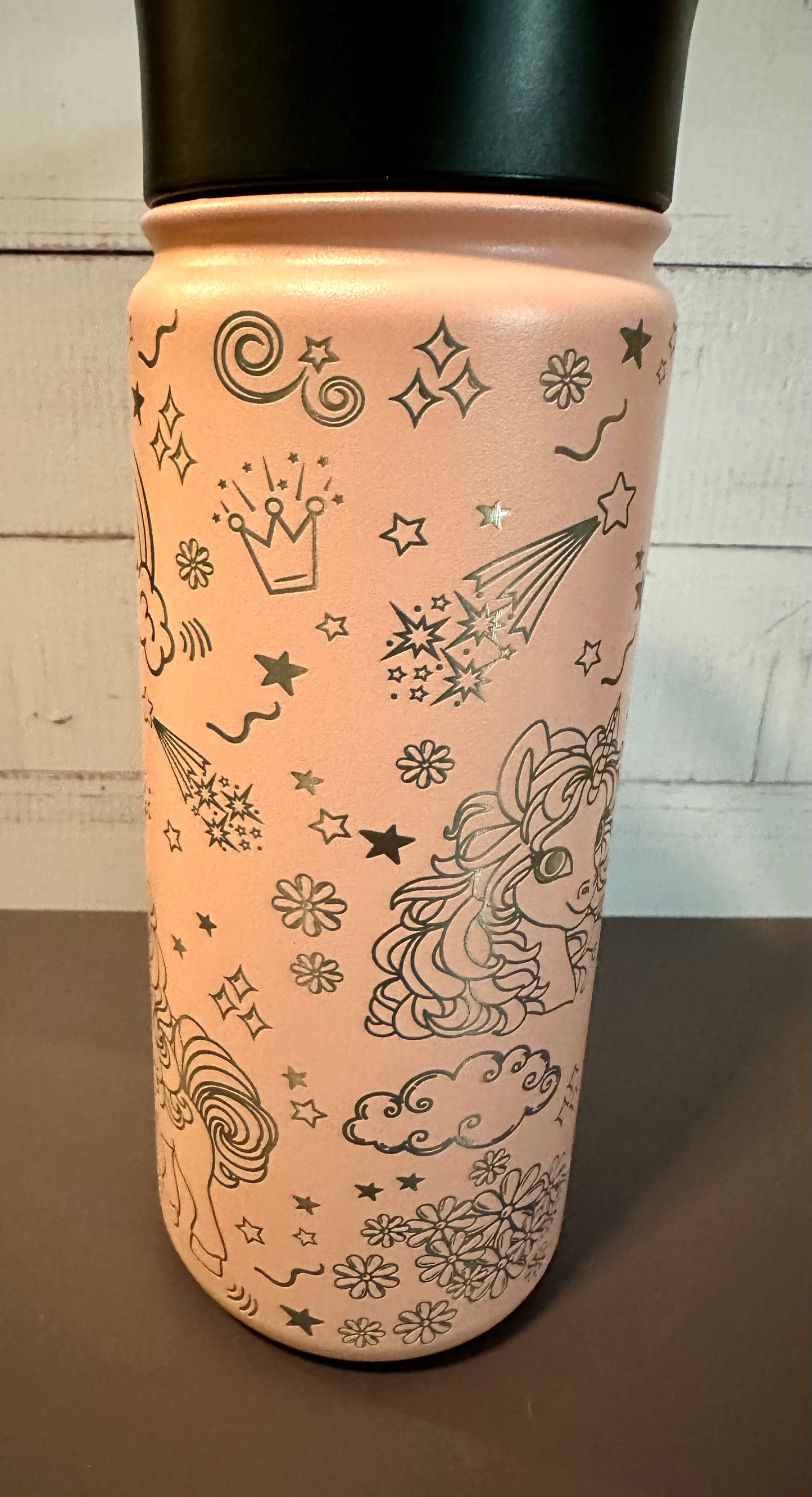 16oz. Insulated Water Bottle with Straw Lid - Pink, Unicorns
