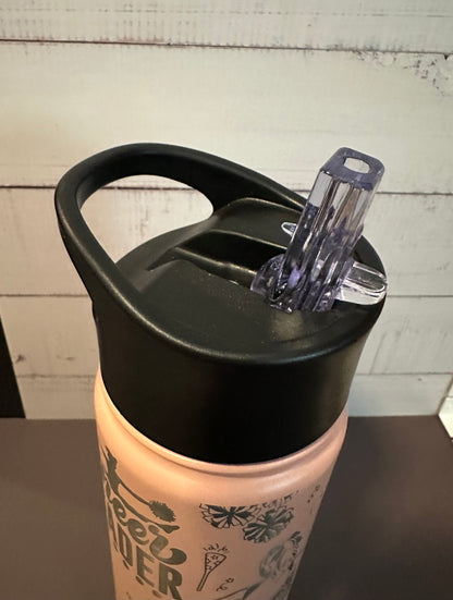 16oz. Insulated Water Bottle with Straw Lid - Pink, Cheerleader