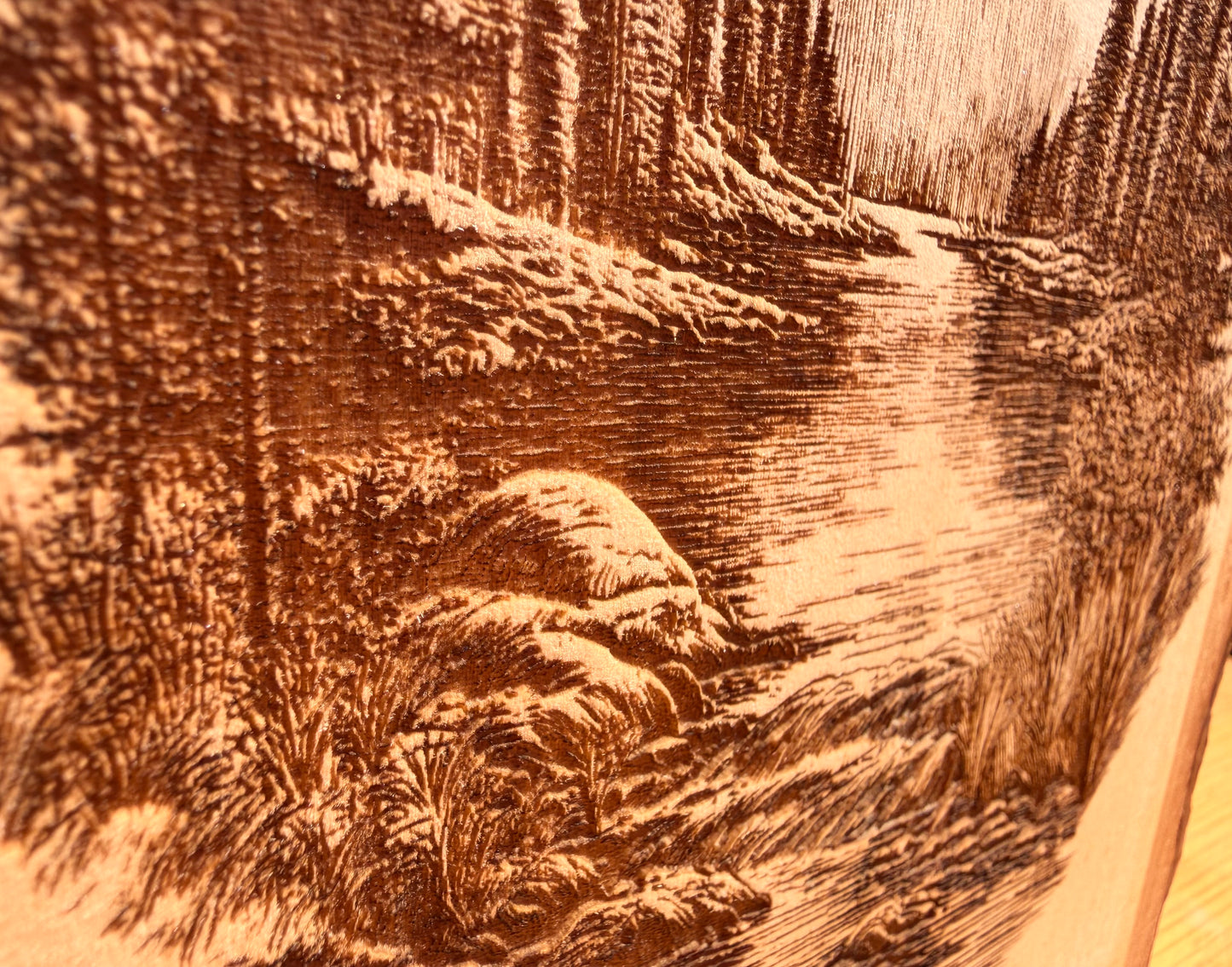 Plaque Live Edge Rectangular - Eagle Soaring in the Mountains