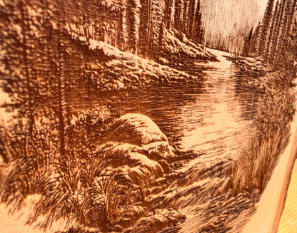 Plaque Live Edge Rectangular - Eagle Soaring in the Mountains
